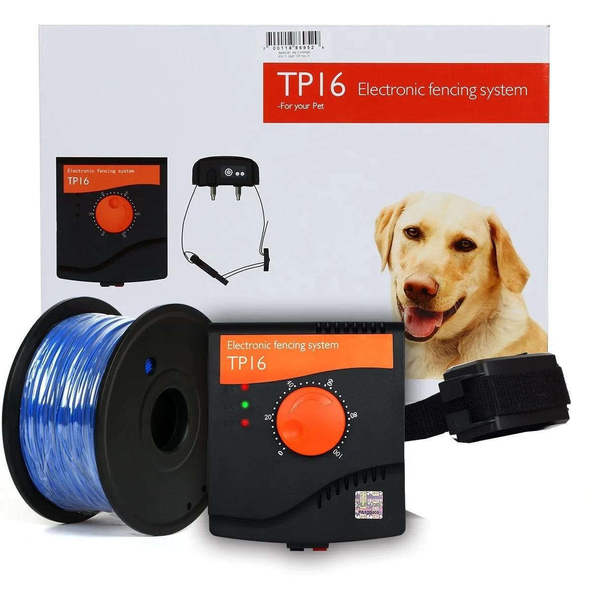 TP16 Pet Wired Fence System Dog Electric Fencing System Rechargeable Waterproof 6 Level Adjustable Pet Training Collar