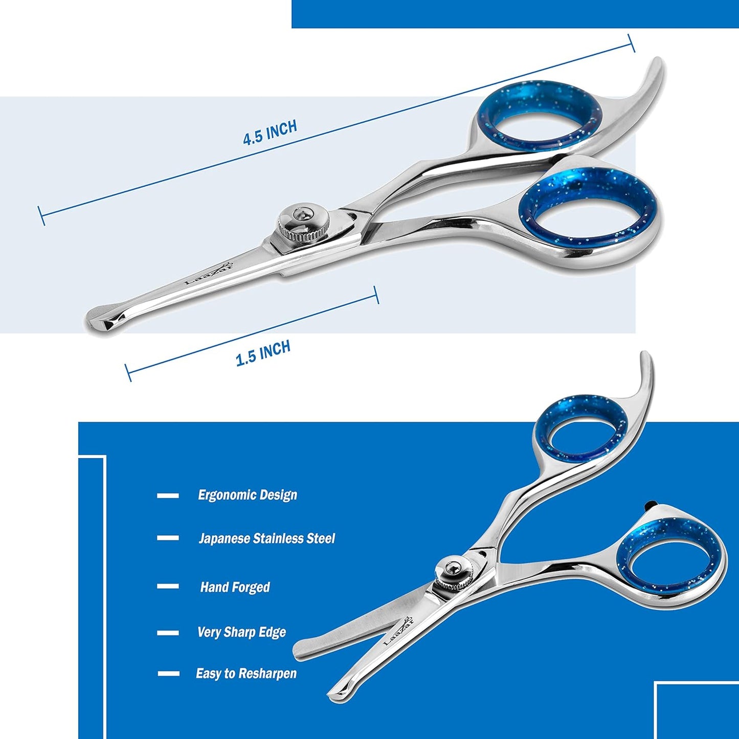 Straight Dog Grooming Scissors - Comfortable around the Eyes Cat & Dog Scissors | Blunt Dog Trimming Scissors| Premium Stainless Steel | Grooming Scissors for Dogs - Dog Hair Scissors