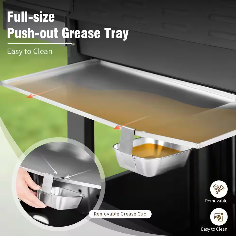 4-Burner Propane Gas Grill and Griddle Combo in Black with Cooking Grates Plate and Side Burner
