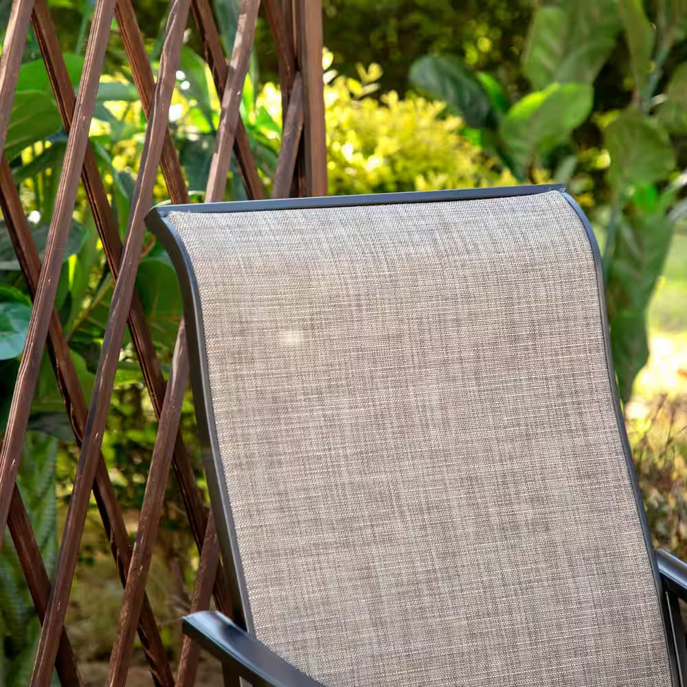 Black 7-Piece Metal Rectangle Patio Outdoor Dining Set with Geometric Table and Textilene Swivel Chairs