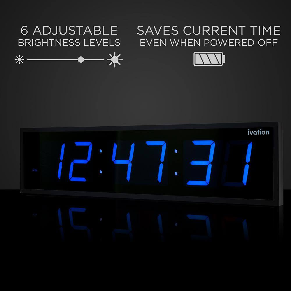 36 In. Large Digital Wall Clock, LED Digital Clock with Timer and Alarm, Blue