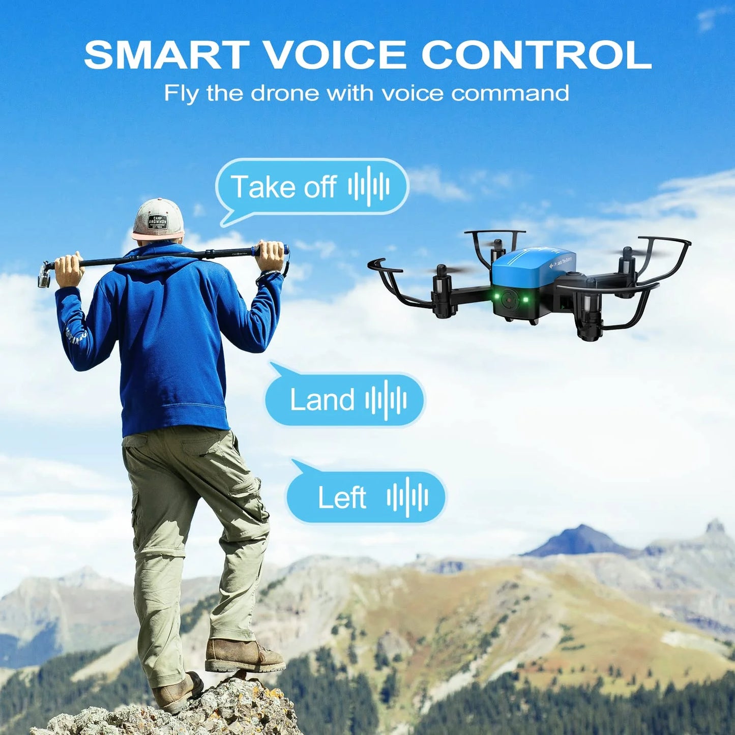 Mini Drone ith 1080P Camera for Kids & Adults, Drones Toys for Ages 8-13 ith Foldable ings, Altitude Hold, Headless Mode, 3D Flips, Voice Gesture Control, Rc Drone, 2 Batteries