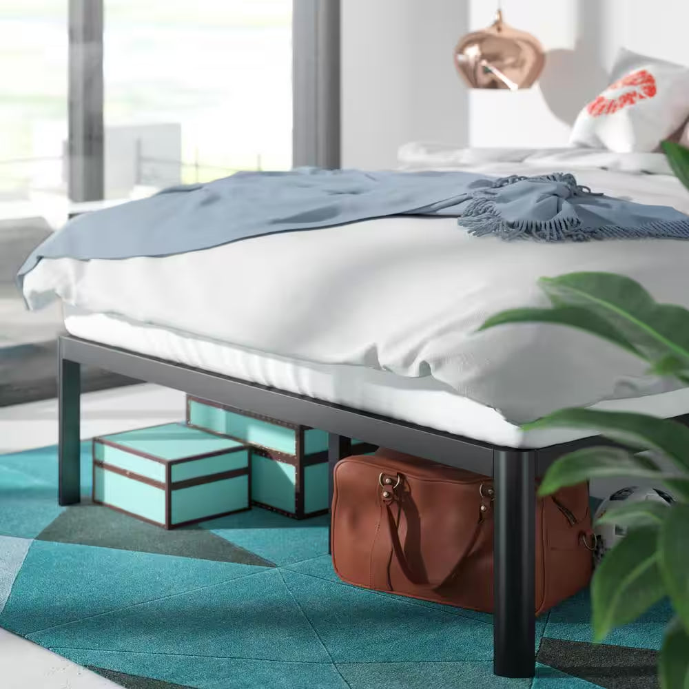 Van 16 Inch Metal Platform Bed Frame with Steel Slat Support, King