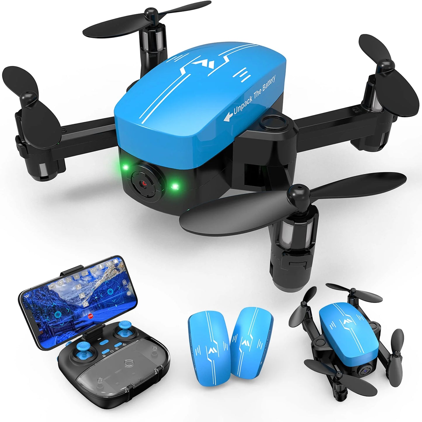 Mini Drone ith 1080P Camera for Kids & Adults, Drones Toys for Ages 8-13 ith Foldable ings, Altitude Hold, Headless Mode, 3D Flips, Voice Gesture Control, Rc Drone, 2 Batteries