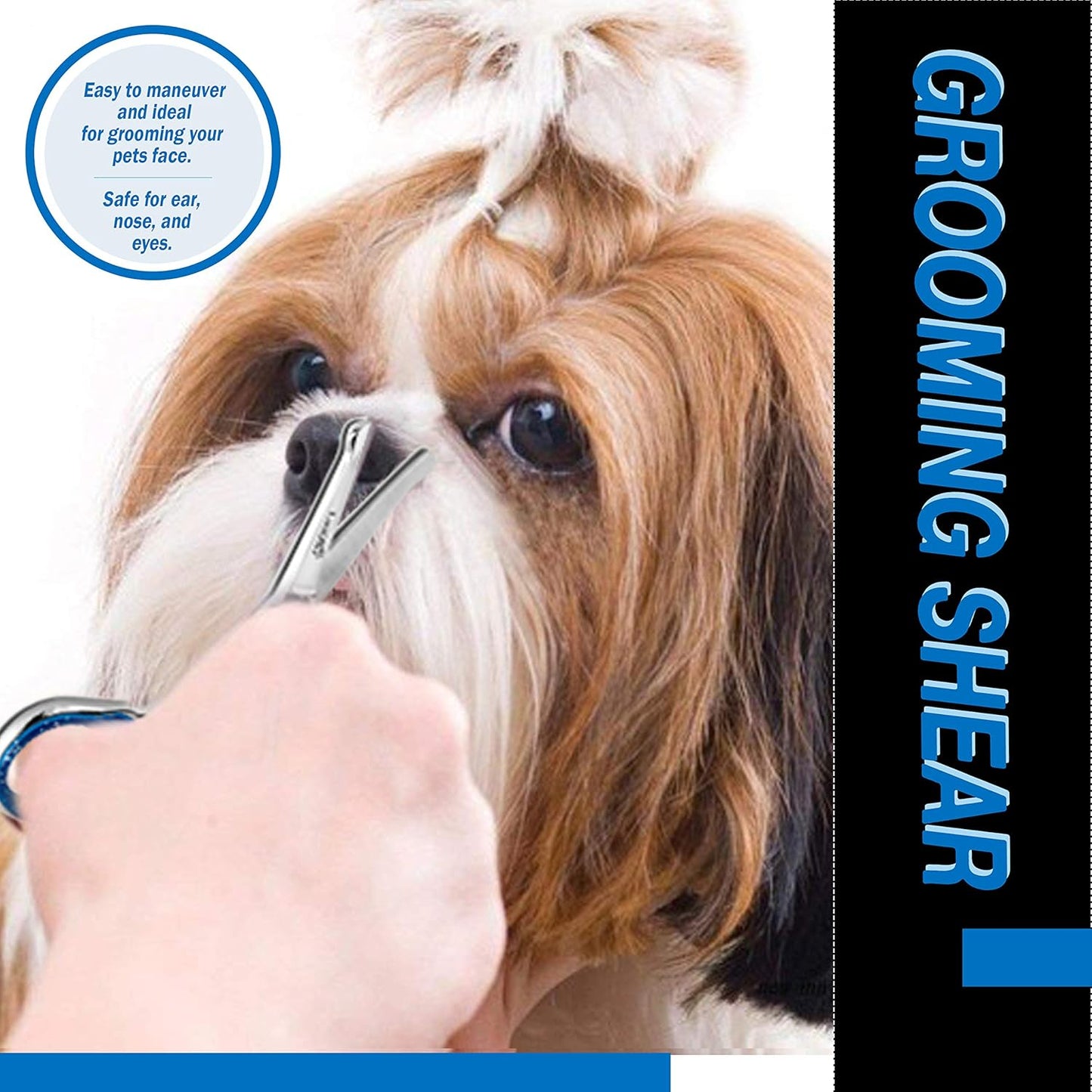 Straight Dog Grooming Scissors - Comfortable around the Eyes Cat & Dog Scissors | Blunt Dog Trimming Scissors| Premium Stainless Steel | Grooming Scissors for Dogs - Dog Hair Scissors