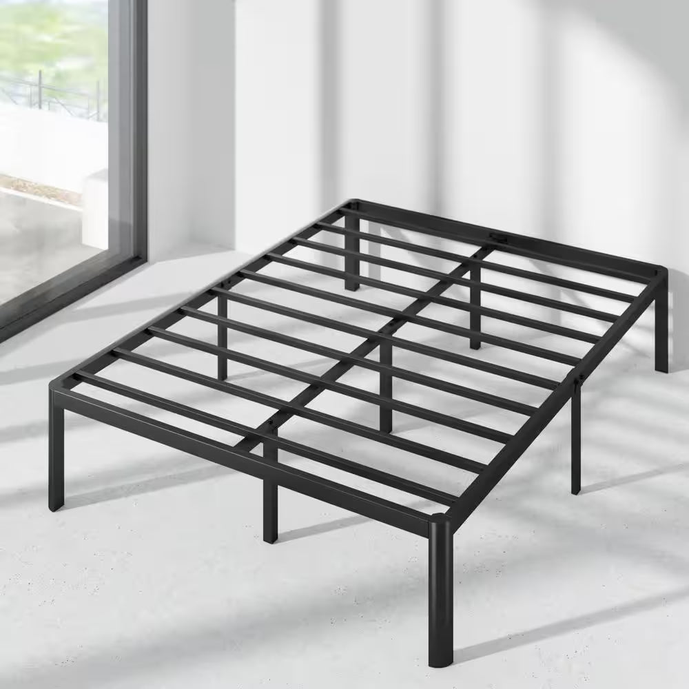 Van 16 Inch Metal Platform Bed Frame with Steel Slat Support, King