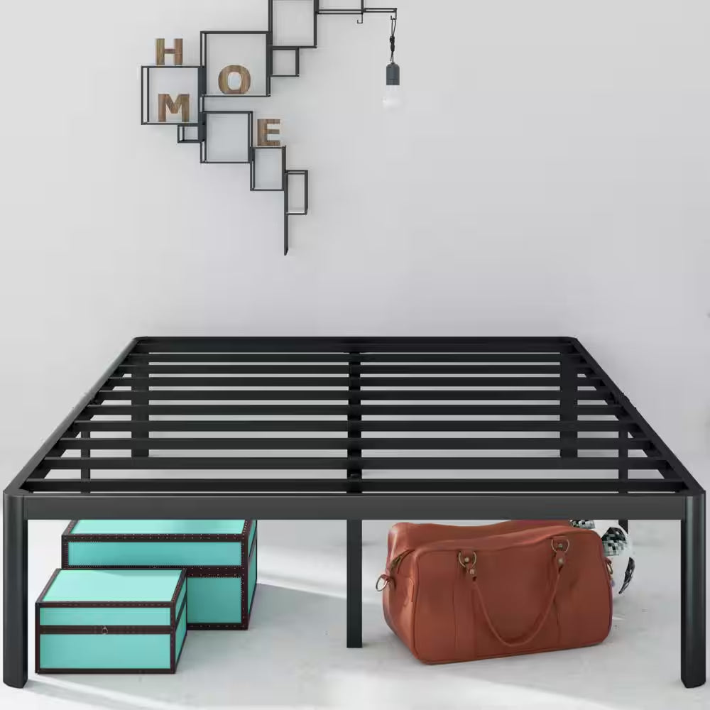 Van 16 Inch Metal Platform Bed Frame with Steel Slat Support, King