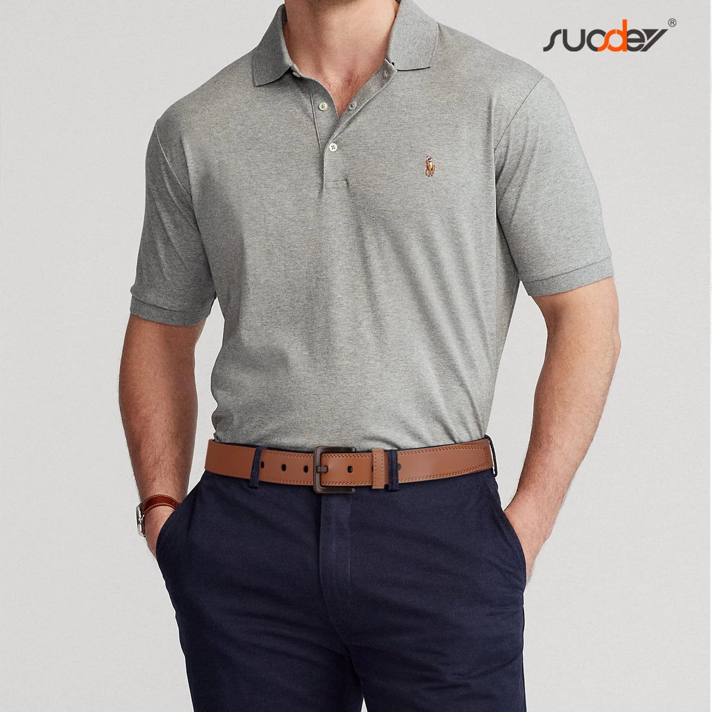 Nickle Free Leather Belts for Men Brown Belts for Jeans with Plastic Buckle