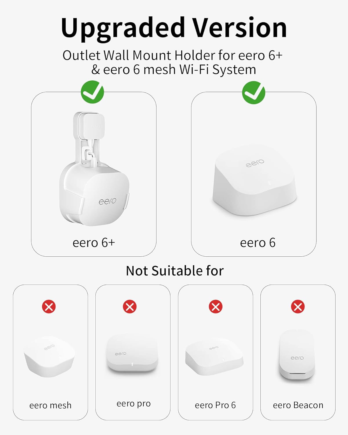 Outlet Wall Mount Holder for Eero 6 or Eero 6+ Mesh Wi-Fi System (3 Pack)