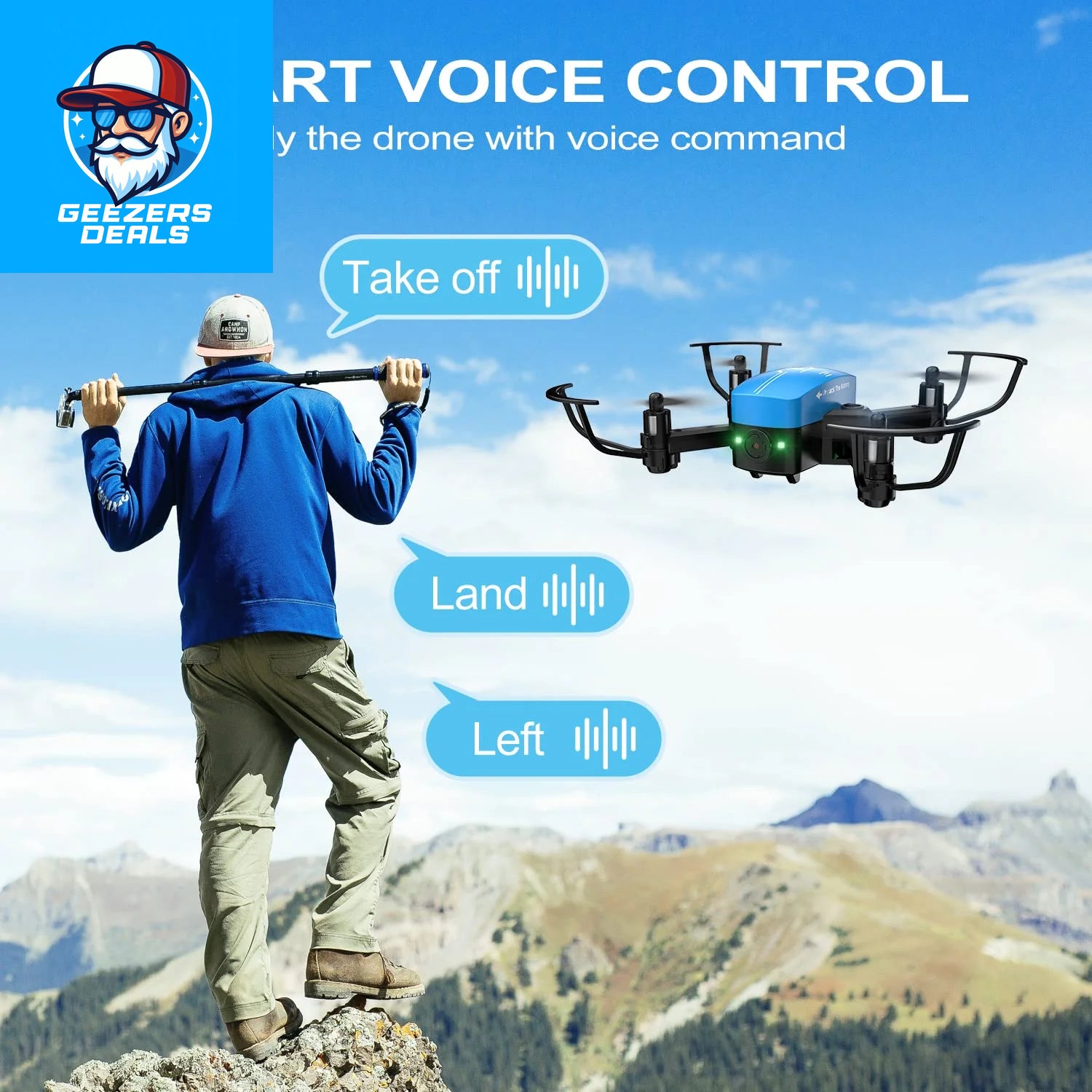 Mini Drone Ith 1080P Camera, Foldable Ings, Voice Control, 2 Batteries