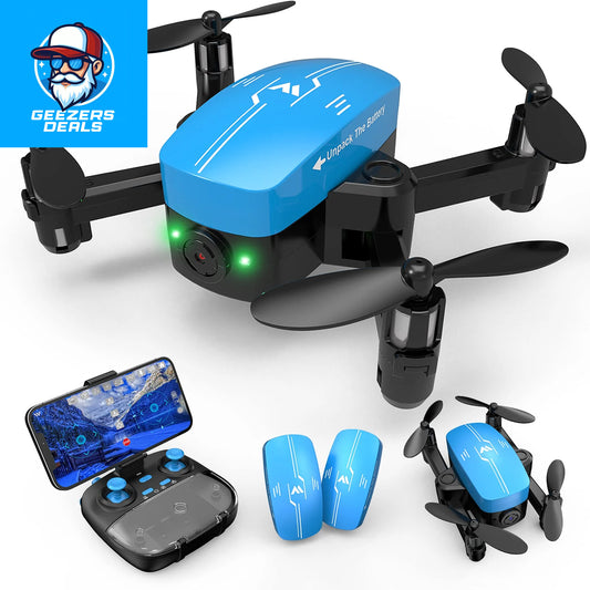 Mini Drone Ith 1080P Camera, Foldable Ings, Voice Control, 2 Batteries