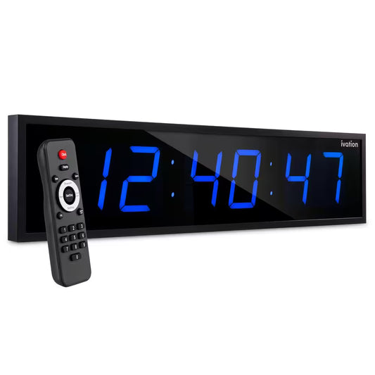 36 In. Large Digital Wall Clock, LED Digital Clock with Timer and Alarm, Blue