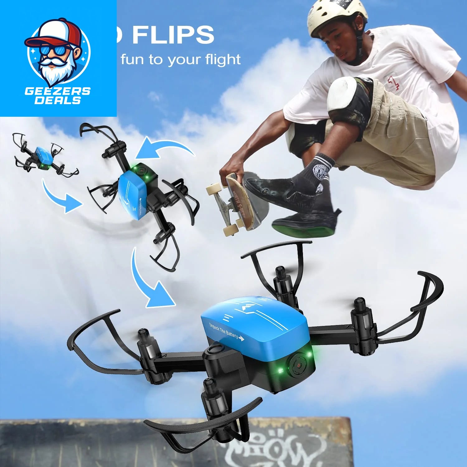 Mini Drone Ith 1080P Camera, Foldable Ings, Voice Control, 2 Batteries