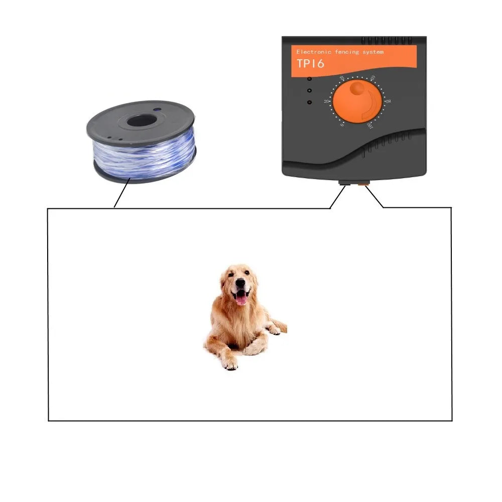TP16 Pet Wired Fence System Dog Electric Fencing System Rechargeable Waterproof 6 Level Adjustable Pet Training Collar