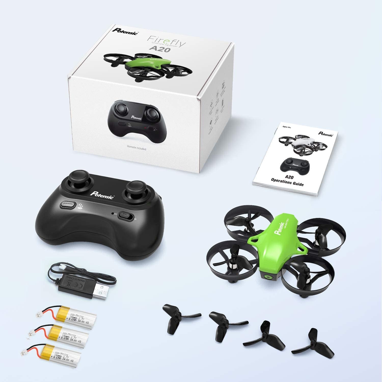 Upgraded A20 Mini Drone Easy to Fly Even to Kids and Beginners, RC Helicopter Quadcopter with Auto Hovering, Headless Mode, 3 Batteries and Remote Control, Gift Choice for Boys and Girls