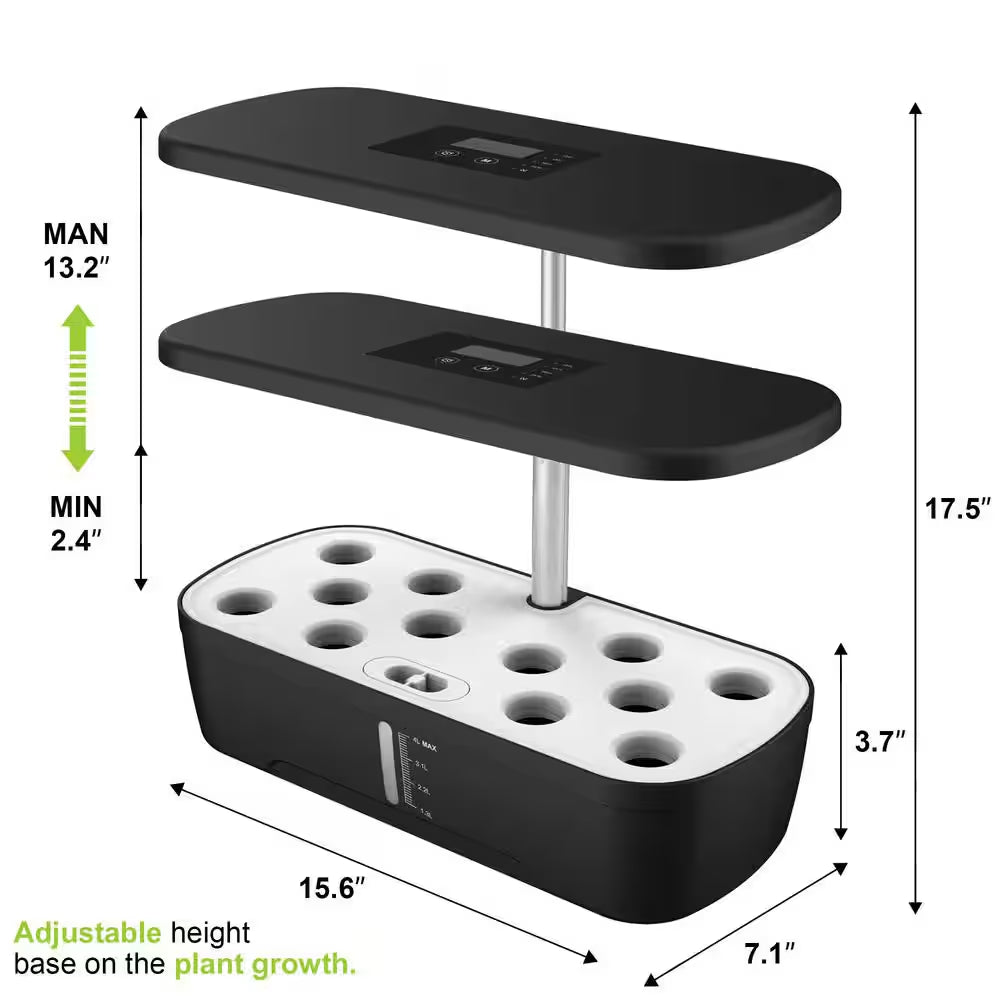 Hydroponics Growing System Kit,12-Pods Indoor Herb Garden W/ LED Grow Light,Silent Pump,Smart Automatic Timer Control